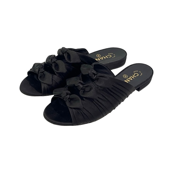 Chanel Knotted Black Satin Mule Flat Slide NEW Size EU 39.5/ US 9 MSRP $950 - Picture 1 of 11